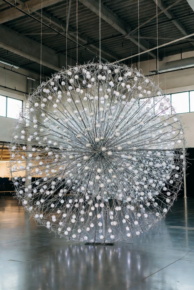 Contemporary holiday decoration in a spacious event venue