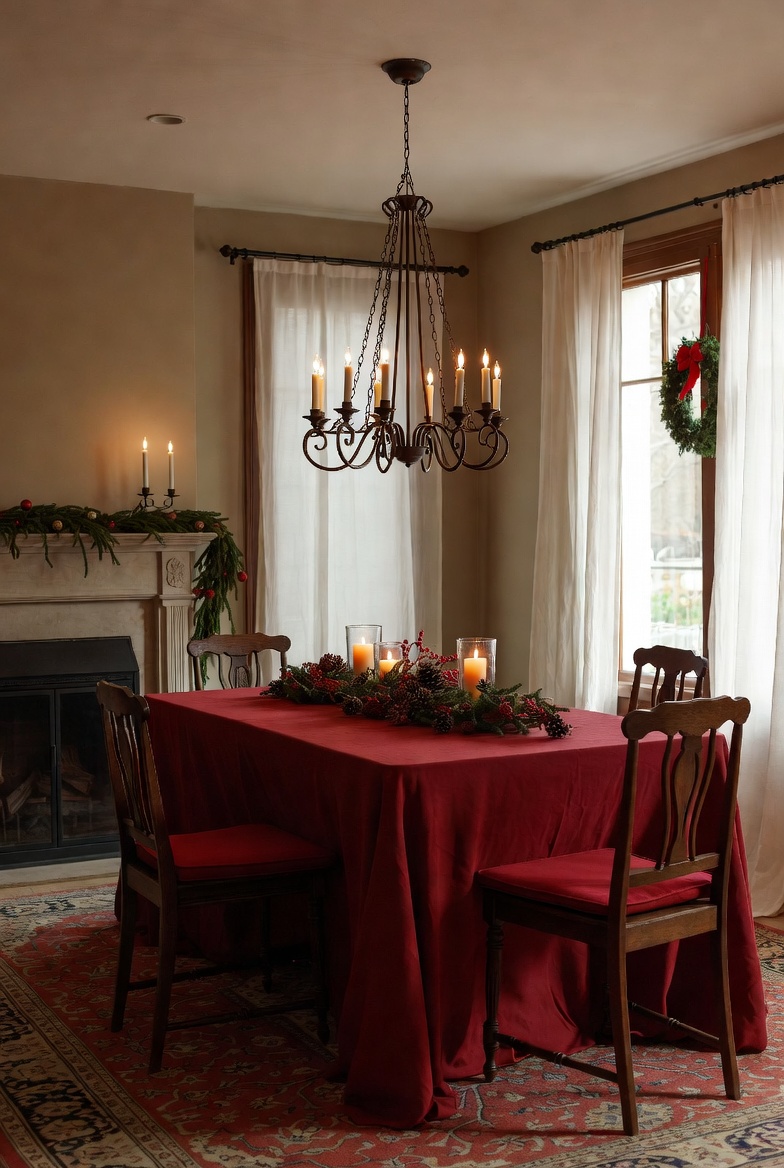 Our team working on holiday decoration setup